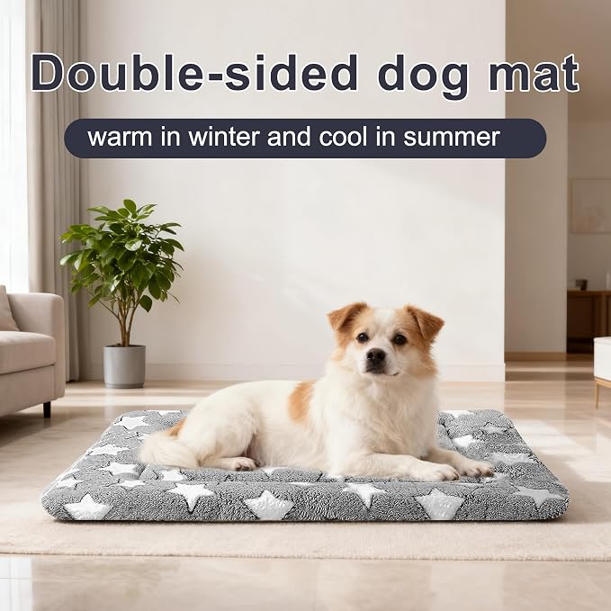 pobopobo Dog Bed Mat, Reversible Crate Pads for Small/Medium/Large Dogs & Cats Sleeping, Portable & Soft, Dog Beds Crate Pad M(30"*20"*1.5")
