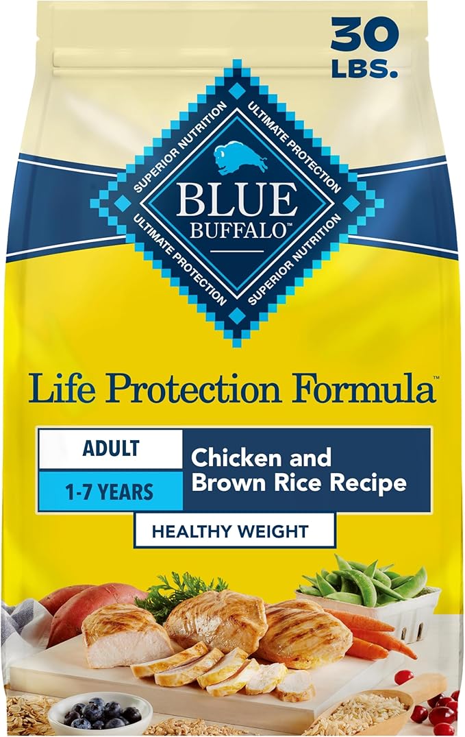 Blue Buffalo Life Protection Formula Healthy Weight Adult Dry Dog Food, Chicken & Brown Rice, Supports Immunity with Antioxidant-Rich LifeSource Bits, Promotes Lean Muscles & Weight Control, 30 lbs.