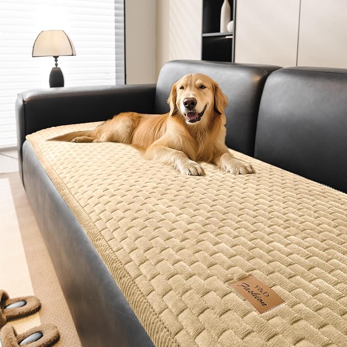 Couch Covers for Dogs Washable, 27.6"x59.1" Velvet Dog Couch Cover Protector, Fuzzy Plush Pet Sofa Cover for Loveseat, Sofa Covers for Pets(1,Light Brown,2 Seater Sofa Pad Cover)