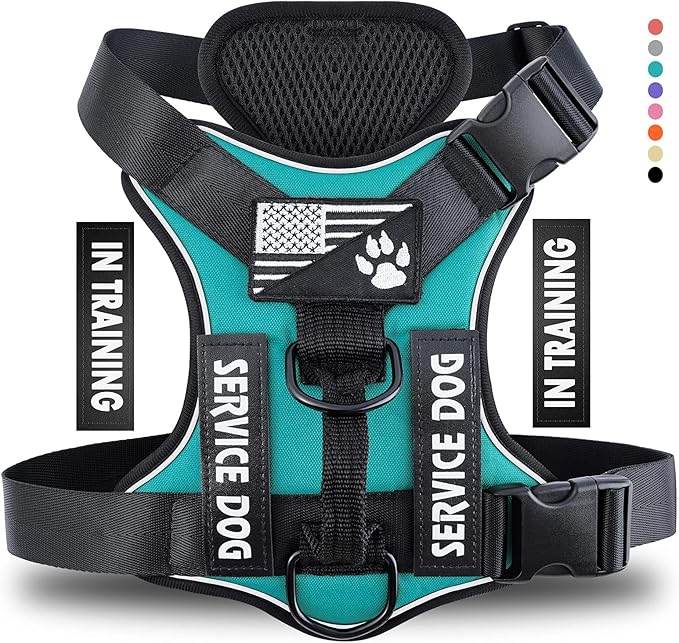 Service Dog Harness, Reflective Dog Vest Harness with 5 PCS Patches, Adjustable Soft Oxford Pet Harness, Inner Layer Mesh, Easy to Control for Dogs