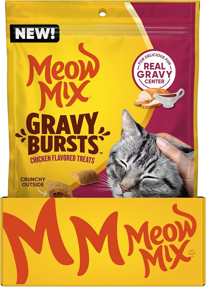 Meow Mix Gravy Bursts Chicken Flavored Cat Treats, 6.3 Oz. Bags (Pack of 5)
