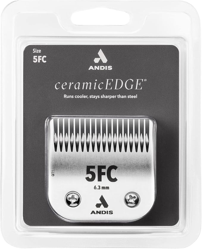 Andis 72635 ceramicEDGE Detachable Blade Size 5FC – Carbon Steel Pet Clipper Blade, 1/4" Cut Length, Professional Grooming Performance