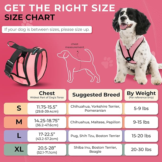 Gooby Comfort X Head in Harness - Pink, Large - No Pull Small Dog Harness Patented Choke-Free X Frame - Perfect on The Go Dog Harness for Medium Dogs No Pull or Small Dogs for Indoor and Outdoor Use