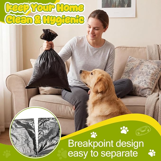 Sherr 75 Rolls 15000 Count Dog Waste Bags Dog Trash Bags Leak Proof Pet Doggie Poop Roll Waste Thick Plastic Bag for Home Park Outdoor Travel Pet Supplies (Black)