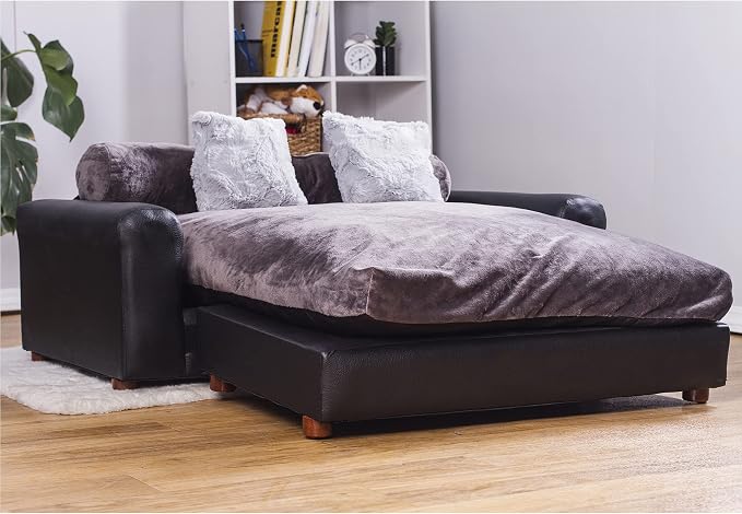Moots Premium Leatherette Pets Sofa, Black/Charcoal, X-Large