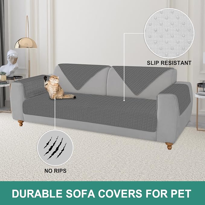 Foxdecor Couch Arm Covers Sofa Arm Cover, Arm Chair Covers Set of 2, Non-Slip Chair Arm Covers, Arm Rest Cover for Sofa, Armchair Slipcovers Couch Protector (Dark Grey 30x30 inch)