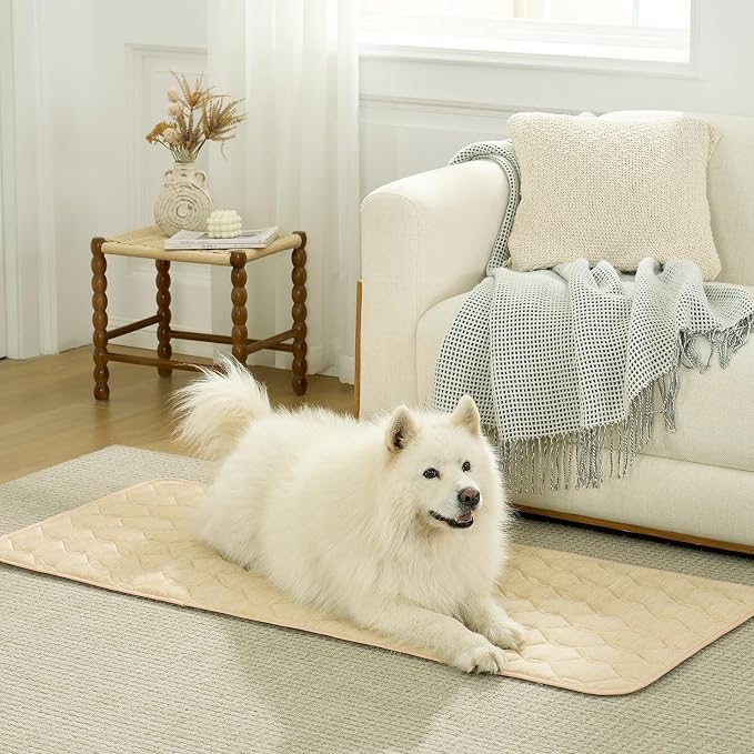 COZY KISS Dog&Cat Cooling Couch Cover, 27.5x71.0 Inch Waterproof Pet Pad, Q-Max > 0.4 Cool-Tech Fabric, Beige