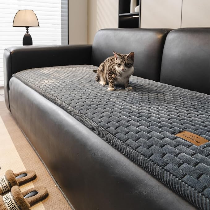 Couch Covers for Dogs Washable, 27.6"x59.1" Velvet Dog Couch Cover Protector, Fuzzy Plush Pet Sofa Cover for Loveseat, Sofa Covers for Pets(1,Dark Grey, 2 Seater Sofa Pad Cover)
