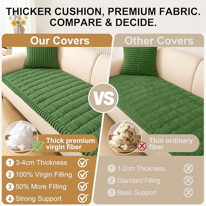 Smiry Couch Cover for Dogs, Non Slip Washable Sofa Protector for Pets, Soft Furniture Cover for Pet, Stylish Sofa Covers, Cozy Protect Against Fur, Dirt & Everyday Messes (Olive Green, 27.6" x 70.9")
