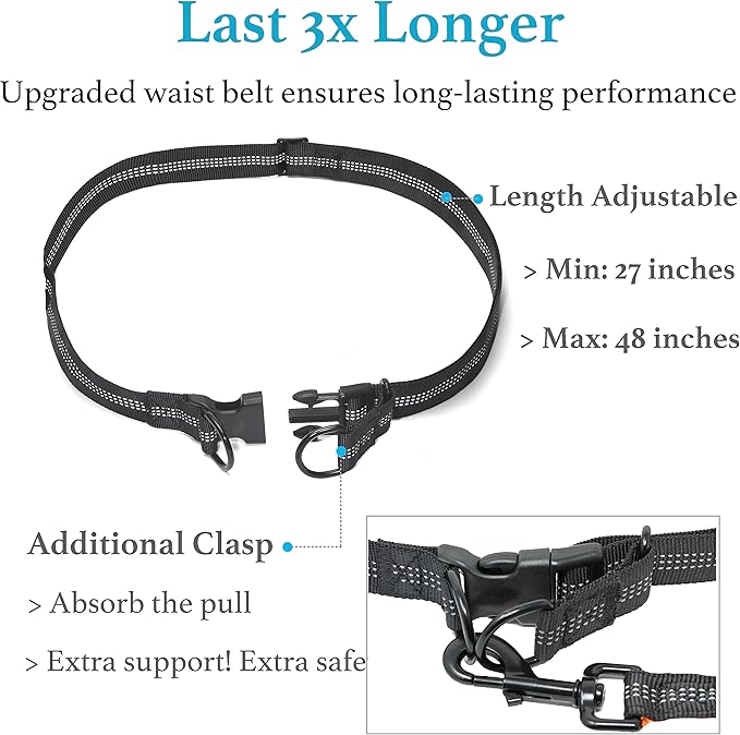 iYoShop Retractable Hands Free Dog Leash - Dual Handle Bungee Waist Leash for Small, Medium and Large Dogs (Medium/Large, 25-150 lbs, Orange)
