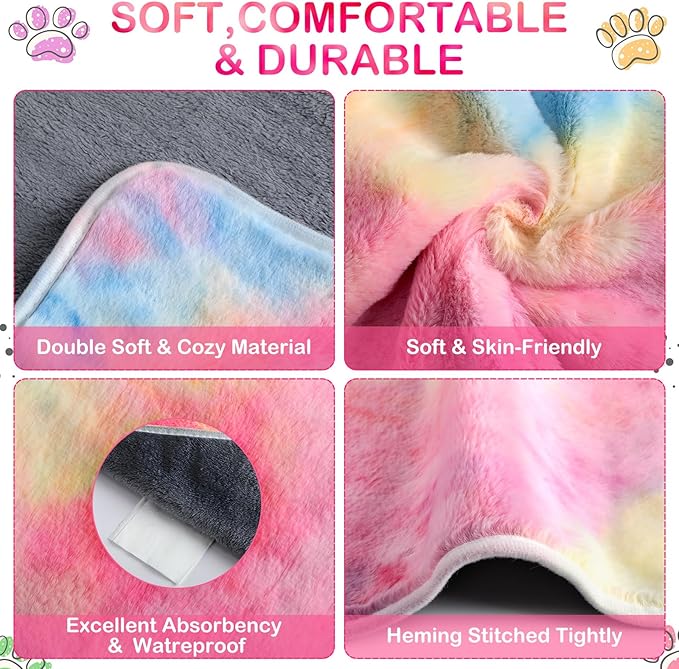 Reginary 4 Pcs Waterproof Guinea Pig Blankets Washable Small Animal Fleece Bedding Absorbent Guinea Pig Cage Liners Reusable Training Pee Pad Pet Sleep Mat for Hamster(Tie Dye Pattern,12 x 12 Inch)