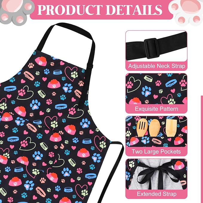 Dog Grooming Waterproof Apron with 2 Pockets, Cute Animals Puppy Dog Pets Apron