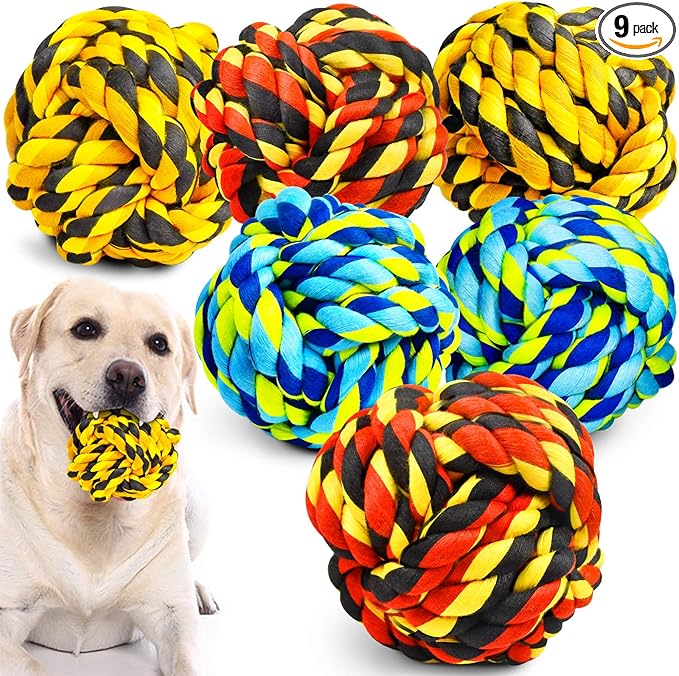 SHARLOVY Dog Toys for Aggressive Chewers, Dog Balls for Large Breeds, Heavy Duty Cotton Rope Chew Toys with Tough Twisted for Medium Breeds, 6 Pack Indestructible Chew Toys