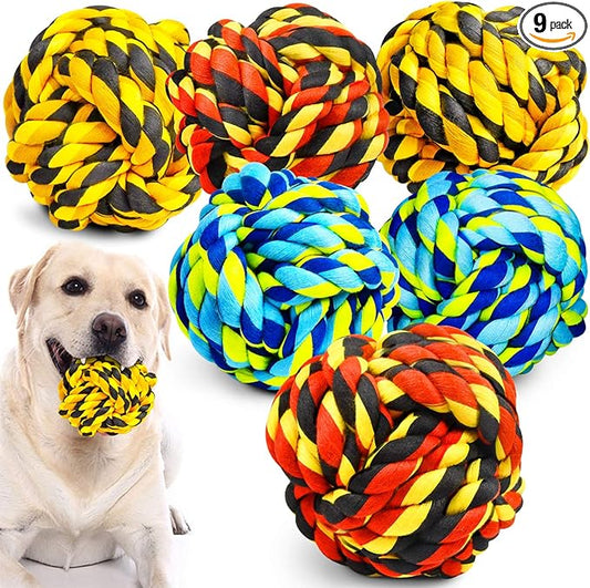 SHARLOVY Dog Toys for Aggressive Chewers, Dog Balls for Large Breeds, Heavy Duty Cotton Rope Chew Toys with Tough Twisted for Medium Breeds, 6 Pack Indestructible Chew Toys
