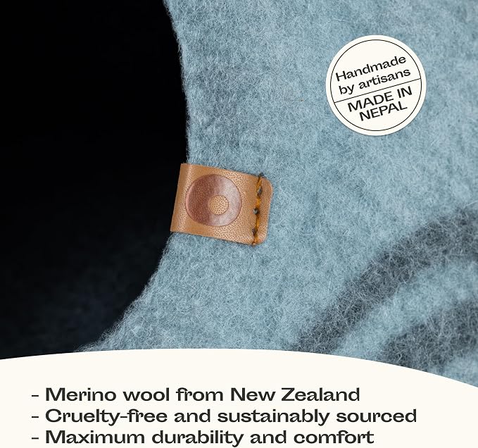 MEOWFIA Cat Cave – Premium Felt Cat Enclosure for Indoor Cats, Handmade Merino Wool (Aquamarine, Medium)