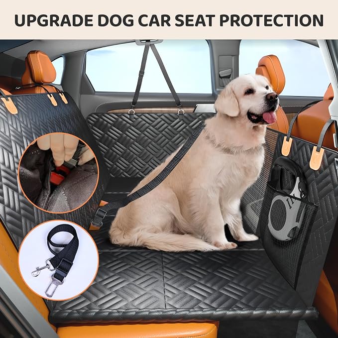 PROZAR Dog Car Seat Cover for Back Seat, Hard Bottom Back Seat Extender, Back Seat Pet Cover for Dogs - Supports 400lbs, Waterproof Heavy Duty Scratch Dog Hammock for Compact Cars/SUVs, 51in