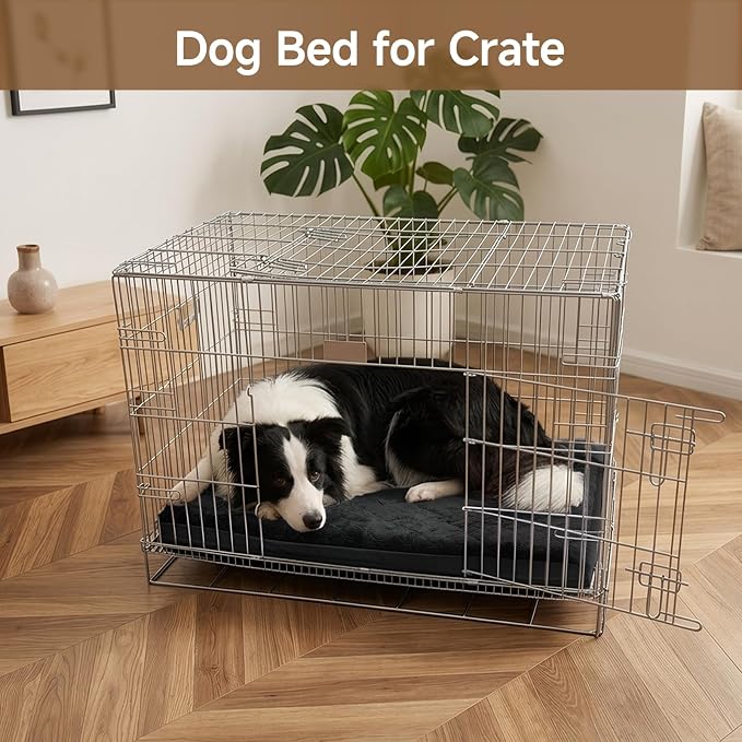 XL Waterproof Large Dog Bed, Outdoor Dog Bed for Crate, Kennel Beds Pet for Large Dogs, Waterproof, Wipeable, Anti-Slip, Washable, 41" x 27", Black
