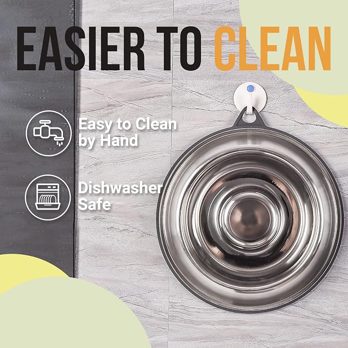 PEGGY11 Stainless Steel Slow Feeder Dog Bowl - Holds 5 Cups, for Large Size Dog