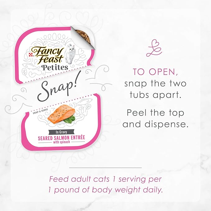 Purina Fancy Feast Petites Seared Salmon Entree With Spinach in Gravy Gourmet Wet Cat Food - (Pack of 12) 2.8 oz. Tubs