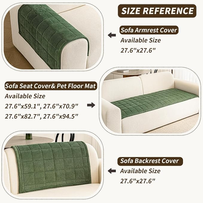 Couch Covers for Dogs Washable, 27.6"x82.7" Non Slip Couch Covers for Loveseat Sofa Pet Friendly, Soft Fuzzy Sofa Covers for Pet, Dog Couch Cover Furniture Protector(1PC,Green)