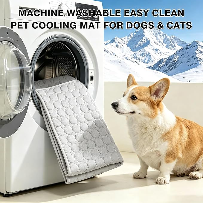 Cooling Mat for Dogs, Breathable Dog Cooling Mat with Q-Max>0.4 Chill Fiber, Washable Portable Dog Crate Pad for Indoor & Outdoor Summer Use, 16" x12“, Grey