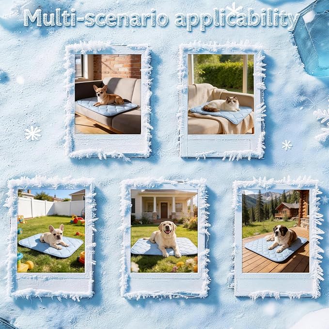 Cooling Mat for Dogs Extra Large 43" x 31", Q-Max>0.5 Cooling Pet Bed Outdoor & Indoor Use w Ice Silk Fabric & Waterproof Cover, Summer Cool Pad for Dog, Non-Slip Washable Pet Blanket for Crate Kennel
