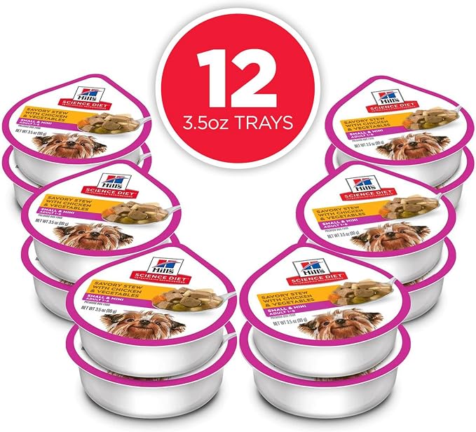 Hill's Science Diet Adult 1-6 Small & Mini Wet Dog Food, Chicken & Vegetables, 3.5 oz. Trays, 12-Pack