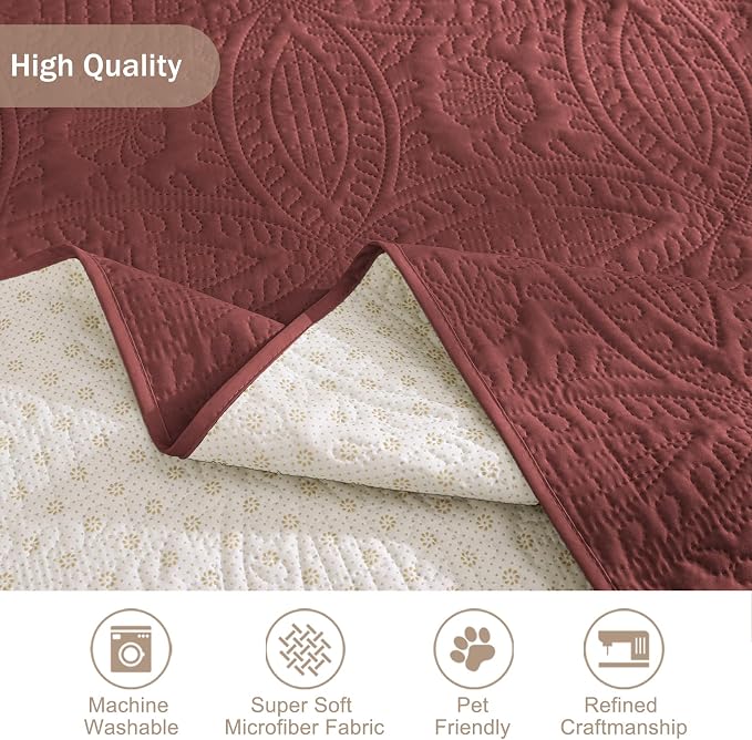 Quilted Grand Sofa Covers for 4 Cushion Couch, Couch Cover for Grand Sofa Washable, Soft Cozy Couch Protector, Oversized Grand Sofa Slipcovers Water-Repellent (Grand Sofa 98", Red)