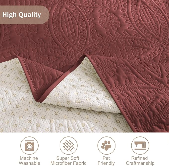 Red Quilted Recliner Chair Covers, Waterproof Medium Chair Covers, Lazy Boy Chair Covers, Pet Friendly Recliner Slipcover for Dogs Cats, Washable Furniture Protector (Recliner 26", Red)