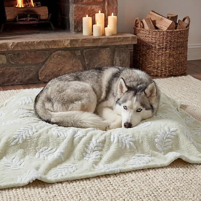 Horaldaily Pets Flannel Blanket, Beige Leaves 3D Textured Soft Fuzzy Fluffy Plush Cozy Fleece Premium Blankets for Dog Cat Puppy Kitten Couch Protection, 20x30