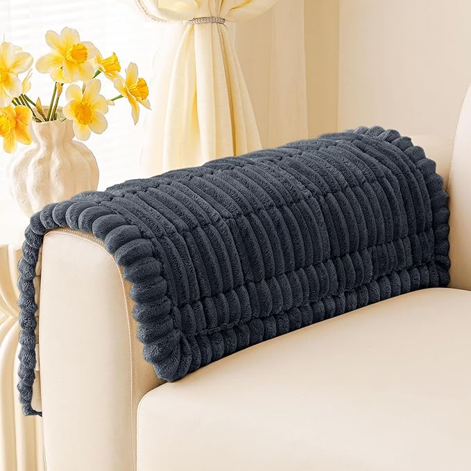 hyha Couch Cover for Dogs Washable, Non Slip Thick Flannel Sofa Protector, Pet Friendly Plush Furniture Cover for Sectional Sofa & Loveseat (Charcoal Grey, 35.4" x 35.4")