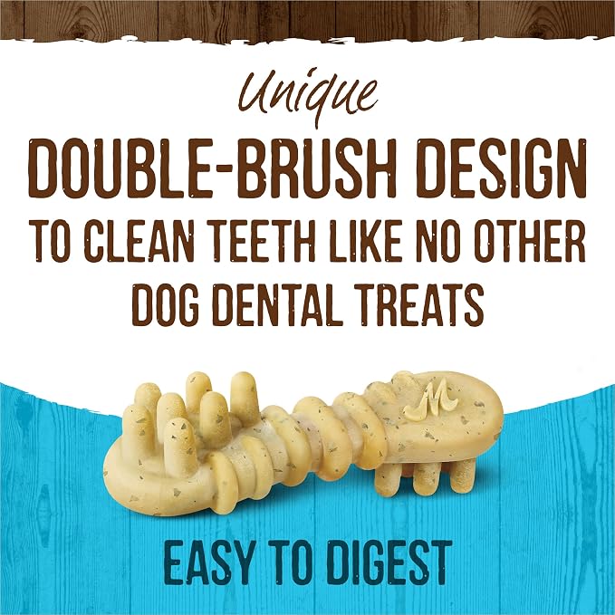Merrick Fresh Kisses Natural Dental Chews Toothbrush Treat Shape Infused With Real Mint For Tiny Dogs 5-15 Lbs - 20 ct. Bag