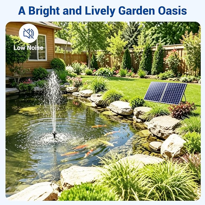 NFESOLAR 35W Solar Fountain Pump, 280GPH Solar Pond Pump with Foldable Solar Panel, Adjustable Flow Solar Water Pump with 6.6FT PVC Tubing for Outdoor Pond, Garden, Waterfall, Hydroponic, Pool