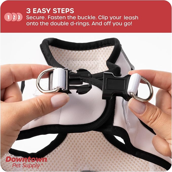 Downtown Pet Supply Step in Dog Harness for Small Dogs No Pull, Medium, Doodle - Adjustable Harness with Padded Mesh Fabric and Reflective Trim - Buckle Strap Harness for Dogs