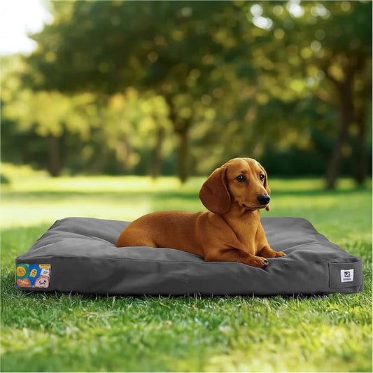 Sytopia 30 Inch Canvas Outdoor Dog Bed for Medium Dogs, Durable Dog Bed with Waterproof Machine Washable Removable Cover, Indoor Patio Pet Pad for Crate, Dark Grey