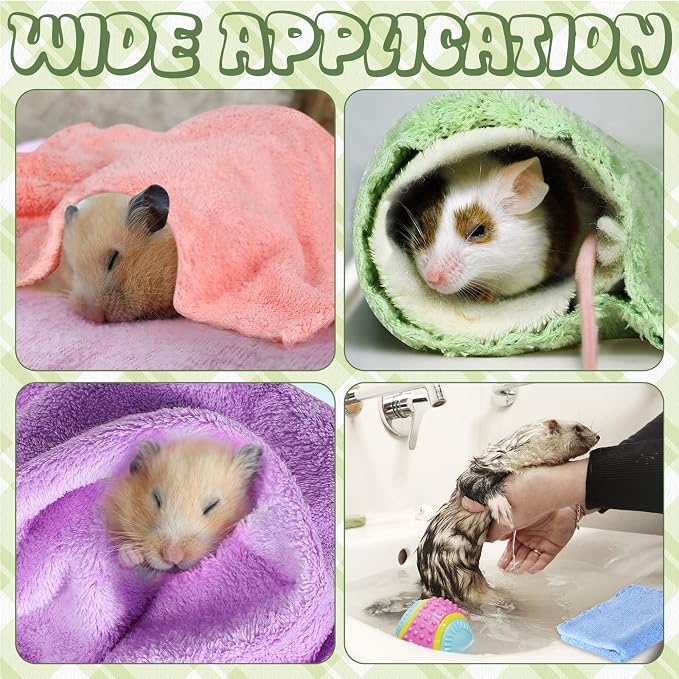 24 Pcs 24 Pcs Guinea Pig Fleece Bedding Blankets Bulk Washable Small Animal Fleece Cage Liners Pet Wash Cloth Sleeping Mat Cover for Hamster Chinchilla Rabbit Hedgehog (12 x 12 Inch,Multicolor)