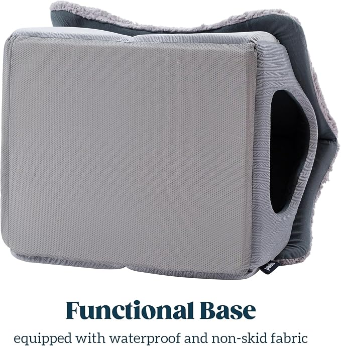Pelzin Cat Houses for Indoor Cats - Large Cat Cave Bed with Removable Support Foam and Washable 2-Side Mat - Covered Cat Bed for Cat Hideaway - Enclosed Cat Hideout for Kitten and Small Pet, Grey