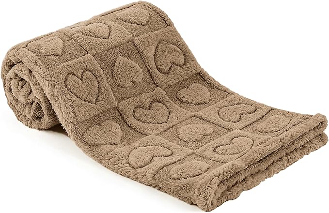 gogobunny Large Pet Blanket for Dogs Cats, Ultra Soft 300GSM Coral Fleece Washable Furniture Protector for Couch Bed Car Seat, Calming Crate Mat Blanket for Large Breeds, Brown, 50x60IN