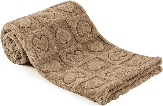gogobunny Large Pet Blanket for Dogs Cats, Ultra Soft 300GSM Coral Fleece Washable Furniture Protector for Couch Bed Car Seat, Calming Crate Mat Blanket for Large Breeds, Brown, 60x80IN
