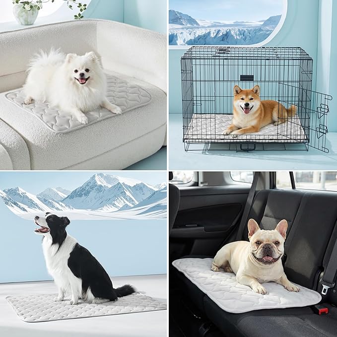 GASUR Cooling Mat for Extra Large Dogs, Q-Max>0.5 Instant Temp Drop Dog Cooling Mats, Cooling Pad for Dog-Summer Indoor Outdoor Travel Use, Snag Resistant，Machine Washable& Anti-Slip,44"X32" Grey