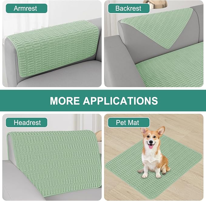 Foxdecor Couch Arm Cover Sofa Armrest Cover Armchair Covers, Anti-Slip Couch Arm Protectors Sofa Arm Covers Pack of 2pcs. (Sage Green 26x26 Inch)