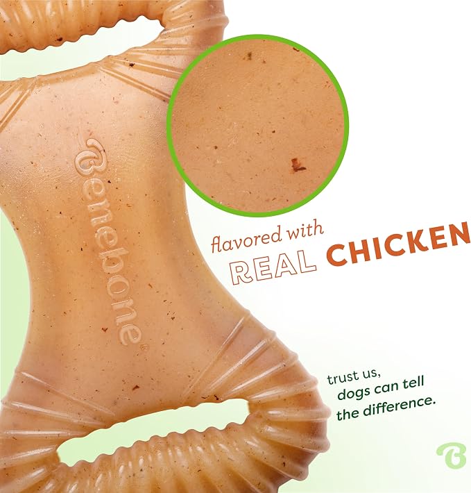 Benebone Dental Durable Dog Chew Toy for Aggressive Chewers, Real Chicken, Made in USA, Small