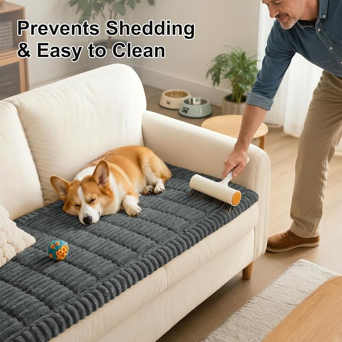 Smiry Couch Cover for Dogs, Non Slip Washable Sofa Protector for Pets, Soft Furniture Cover for Pet, Stylish Sofa Covers, Cozy Protect Against Fur, Dirt & Everyday Messes (Dark Grey, 27.6" x 47")