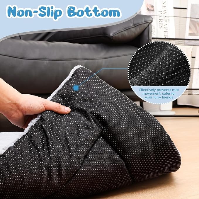 Dog Crate Pad Washable, Plush 36 x 23 Inch Anti-Slip Kennel Mat for Medium to Large Dogs up to 70 lbs, Fits Wire or Metal Crates, Travel, Home, Training Use, Dark Grey