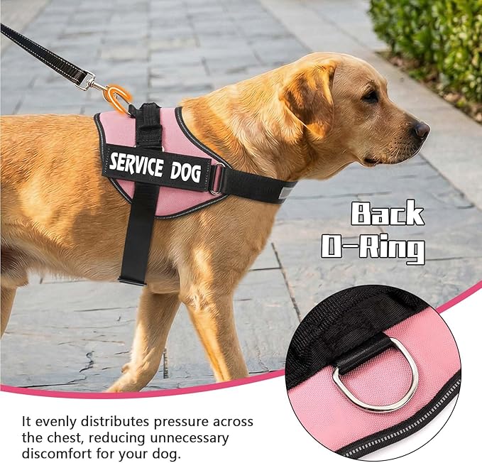 MUMUPET Service Dog Vest Harness, No Pull Reflective Adjustable with Handle, Soft Breathable Padding for Small Dogs, 2 Removable Velcro Patches (Pink, XS)