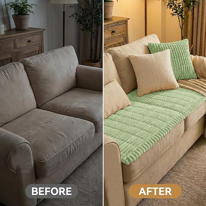 Smiry Couch Cover for Dogs, Non Slip Washable Sofa Protector for Pets, Soft Furniture Cover for Pet, Stylish Sofa Covers, Cozy Protect Against Fur, Dirt & Everyday Messes (Green, 27.6" x 82.7")