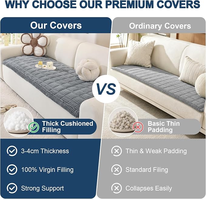 OstepDecor Couch Cover for Dogs, Washable Non Slip Sofa Cover for Pets, Soft Couch Covers for Sofa, Loveseat and Sectional, Furniture Protector Against Pet Hair & Scratches (27.6" x 59", Blue Grey)