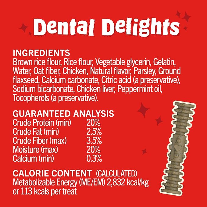 Stella & Chewy's Dental Delights with Freeze-Dried Chicken - Medium Dental Treats for Dogs, 5.5 Ounce Bag