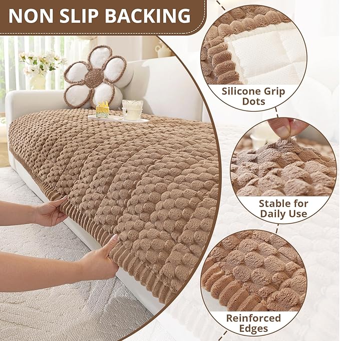 OstepDecor Couch Cover for Dogs, Washable Non Slip Sofa Cover for Pets, Soft Couch Covers for Sofa, Loveseat and Sectional, Furniture Protector Against Pet Hair & Scratches (35.4" x 82.7", Brown)
