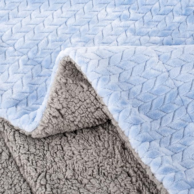 Fuzzy Blanket or Fluffy Blanket for Baby Girl or boy, Soft Warm Cozy Coral Fleece Toddler, Infant or Newborn Receiving Blanket for Crib, Stroller, Travel, Outdoor, Decorative (32" x 40", MD-Sky Blue)